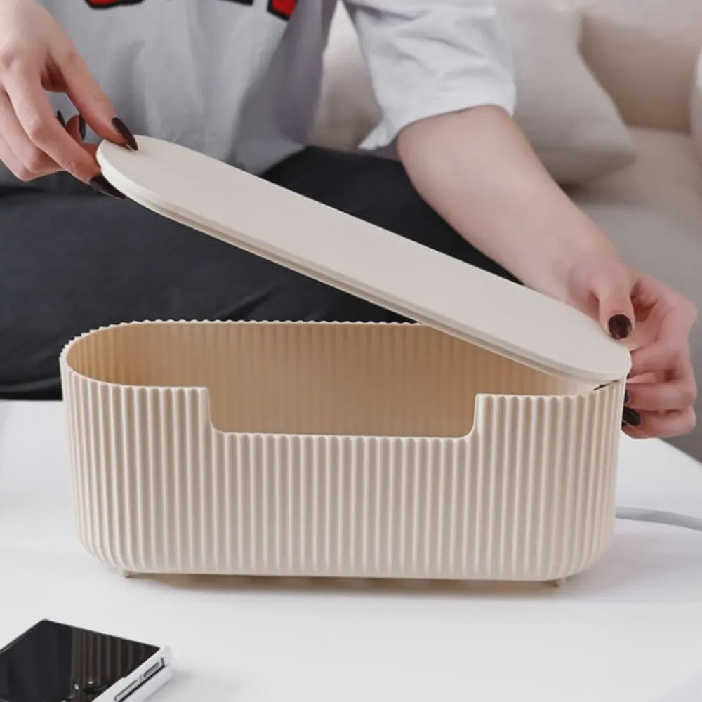 Stijlvolle Kabel Organizer Box met Deksel - Orde op Bureau en Werkplek