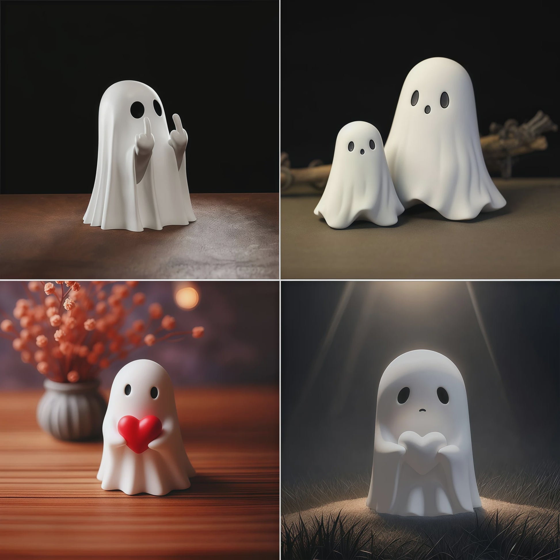 Grappig Spookje met Middelvinger - Schattige Halloween Decoratie voor Huis & Tafel