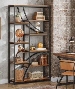 Industriële Boekenkast 71" - 9 Lades - Hout & Metaal - Open Kubussen - Bruin/Zwart