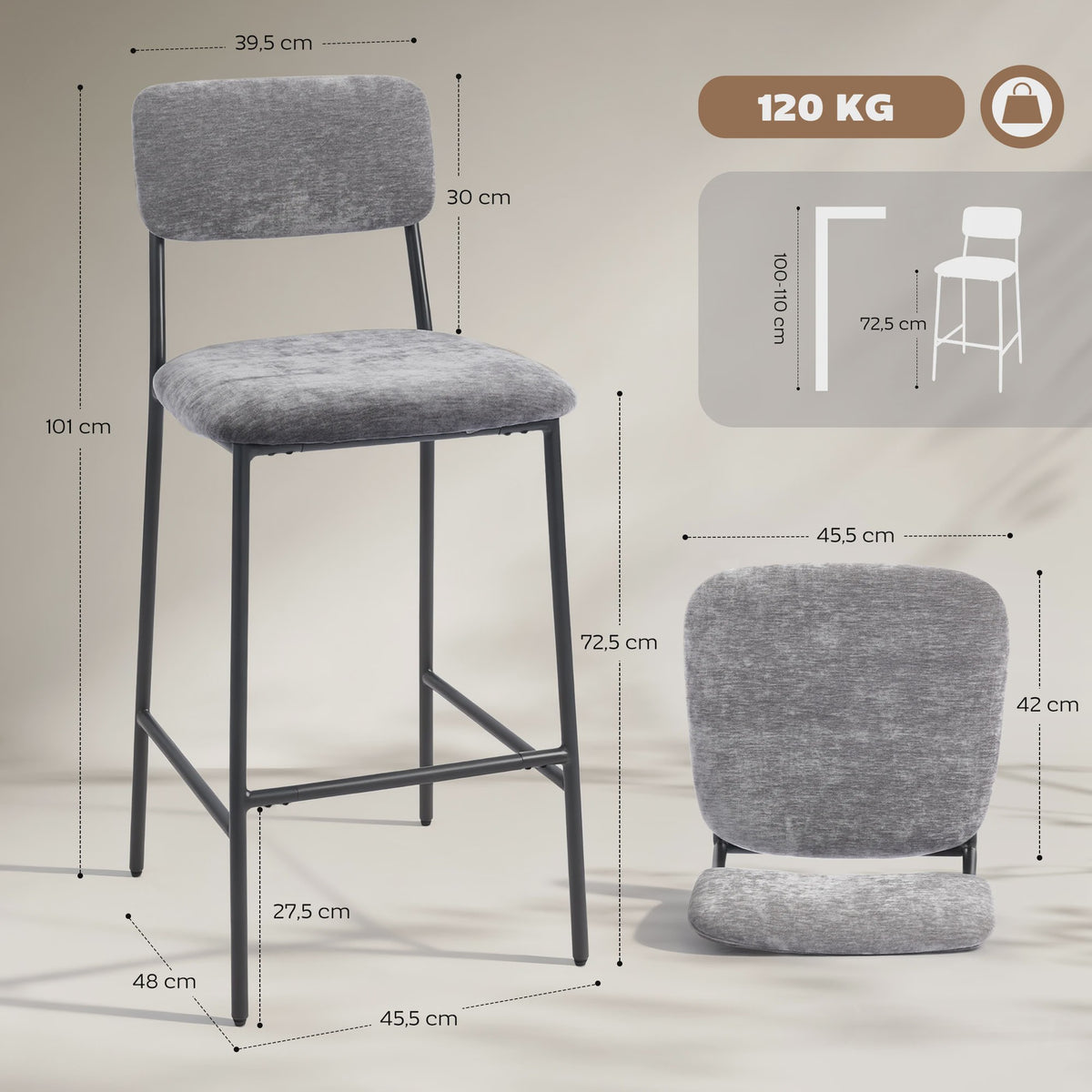 Set van 2 Luxe Barkerstoelen in Chenille Stof - Comfortabel en Stijlvol