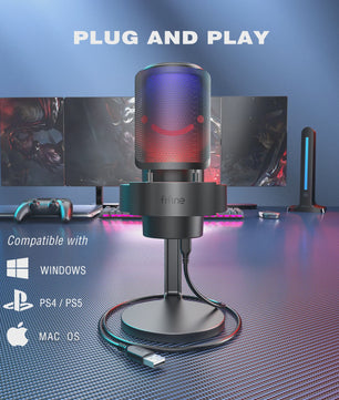 FIFINE A8 USB Microfoon: RGB, Mute & Koptelefoonuitgang voor PC/Mac Streaming & Opnames