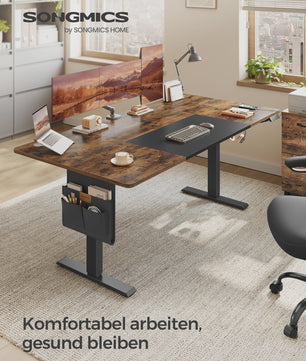 SONGMICS Elektrisch In Hoogte Verstelbaar Bureau 180x80 cm met USB-C en Geheugenfunctie