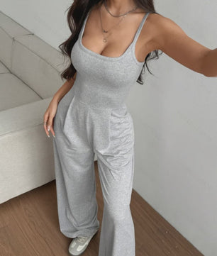 Dames Casual Halter Jumpsuit met Wijde Pijpen - Mouwloos & Rugloos voor Lente/Zomer