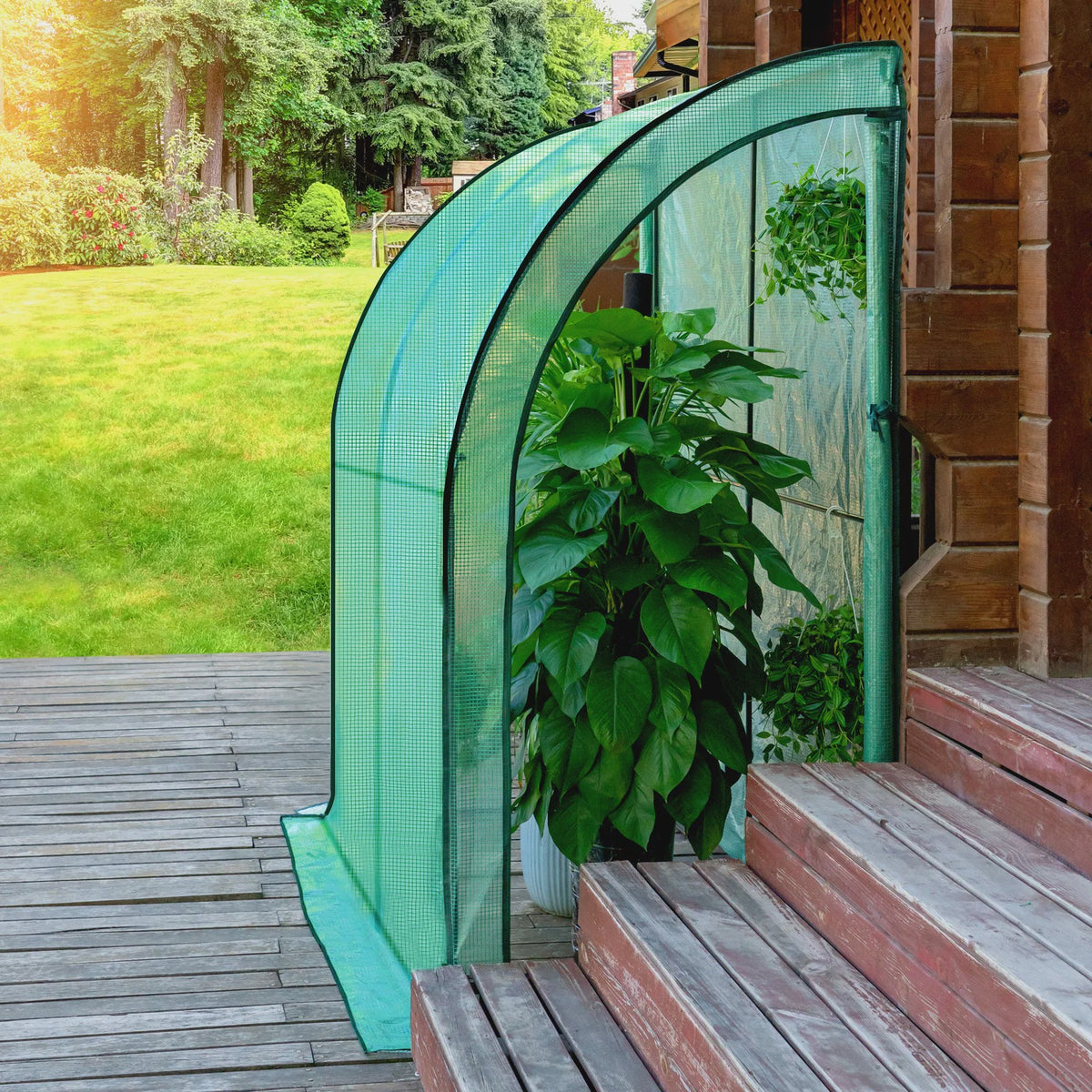 WOLTU Folie Kas Leunend 200x210x100cm - PE Tarpaulin met Roldeuren