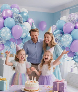 40x 12 inch Latex Ballonnen Set - Sneeuwvlok, Paars & Blauw - Feestdecoratie