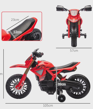 Elektrische Kinder Crossmotor 6V - Met 2 Motoren, Claxon en Zijwieltjes - Leeftijd 3-8 Jaar
