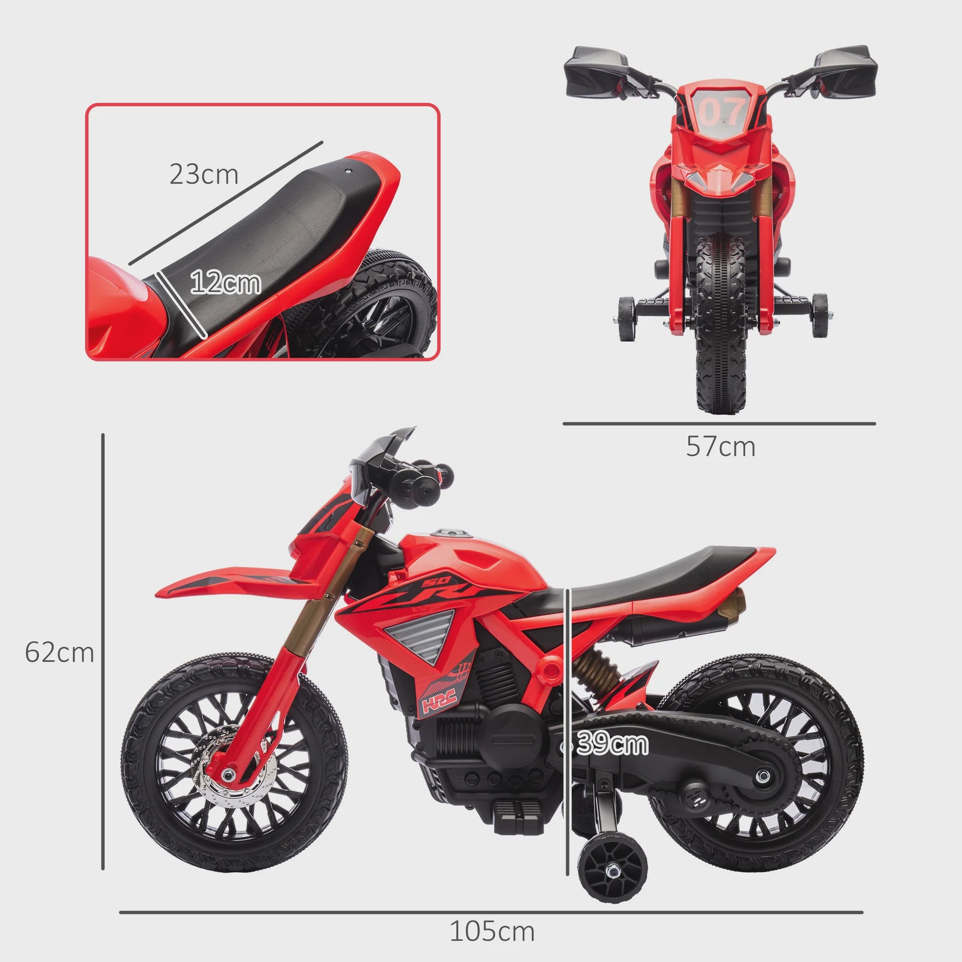 Elektrische Kinder Crossmotor 6V - Met 2 Motoren, Claxon en Zijwieltjes - Leeftijd 3-8 Jaar