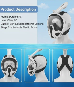Volledig Gelaat Snorkelmasker met 180° Panoramisch Zicht & Anti-Fog
