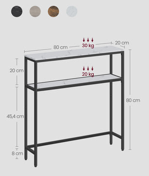 Smal Console Dressoir met 2 Etages - 80x20x100 cm - Industrieel Design