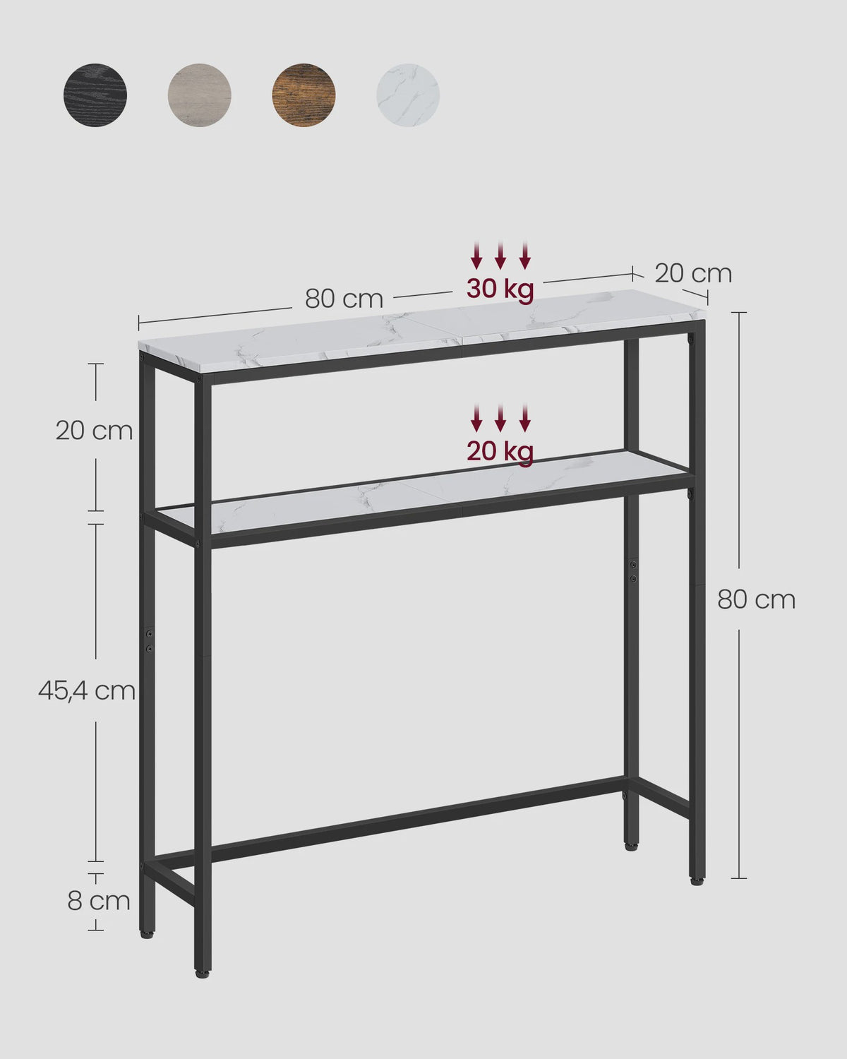 Smal Console Dressoir met 2 Etages - 80x20x100 cm - Industrieel Design