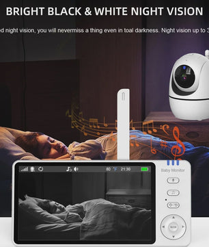 5 Inch Video Babyfoon met PTZ Camera, Nachtzicht, Temperatuursensor en Lullabies