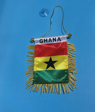 Ghana Mini Vlaggetje voor Auto of Raam - 8x12cm Polyester met Franjes