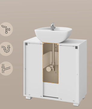 Witte Onderbouw Wastafelkast met 2 Lades - 60x30x63.8 cm