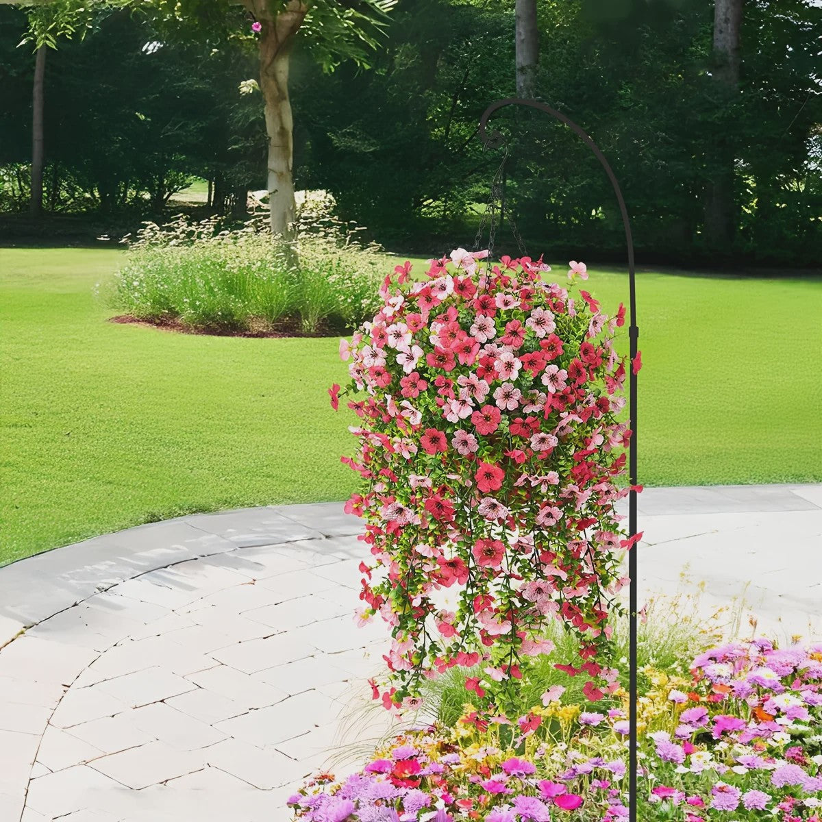 4x Kunst Hangplant - Realistische Nepbloemen met Kleurrijke Bloemen voor Binnen & Buiten Zomer Decoratie