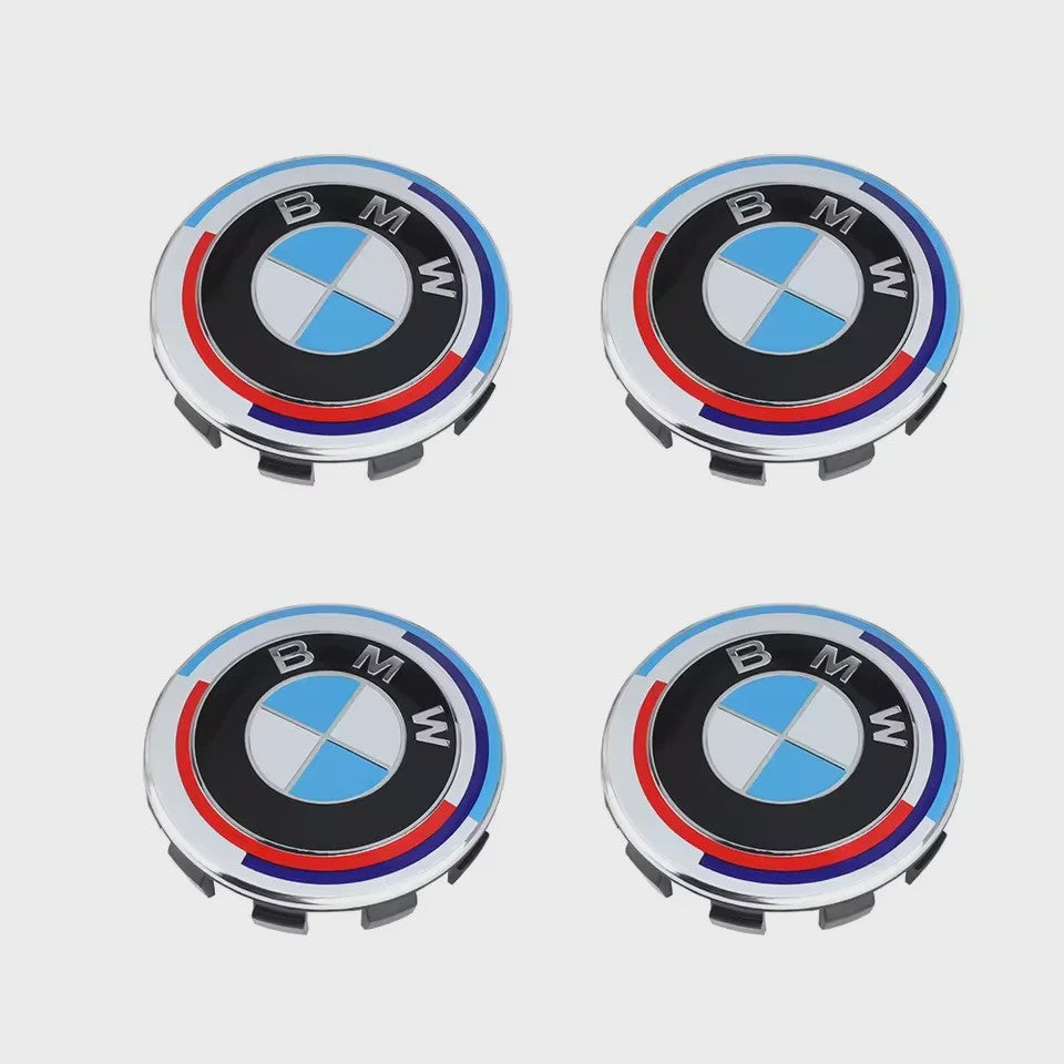 4x BMW Velgdopjes 56mm/68mm - 50th Anniversary Editie