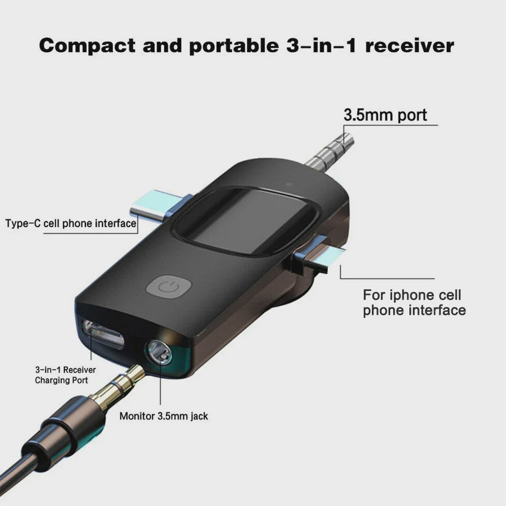 Basix 4-in-1 Draadloze Lavalier Microfoon voor iPhone & Android - Mini Microfoon met Noise Cancelling