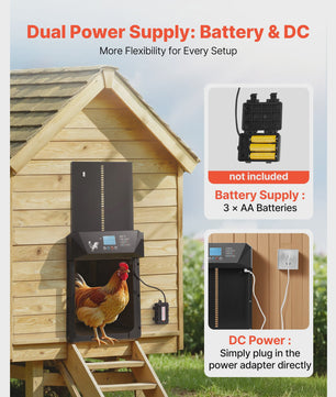 Automatische Kippenhok Deur met LCD Display, Timer & Lichtsensor - Batterijgevoed, Anti-Knevel