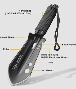 8-in-1 Multifunctionele Survival Schep - Compacte Camping Spade met Multitool & Tas