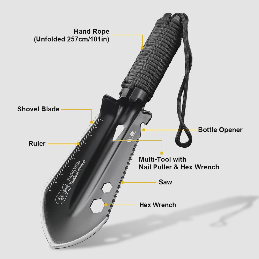 8-in-1 Multifunctionele Survival Schep - Compacte Camping Spade met Multitool & Tas