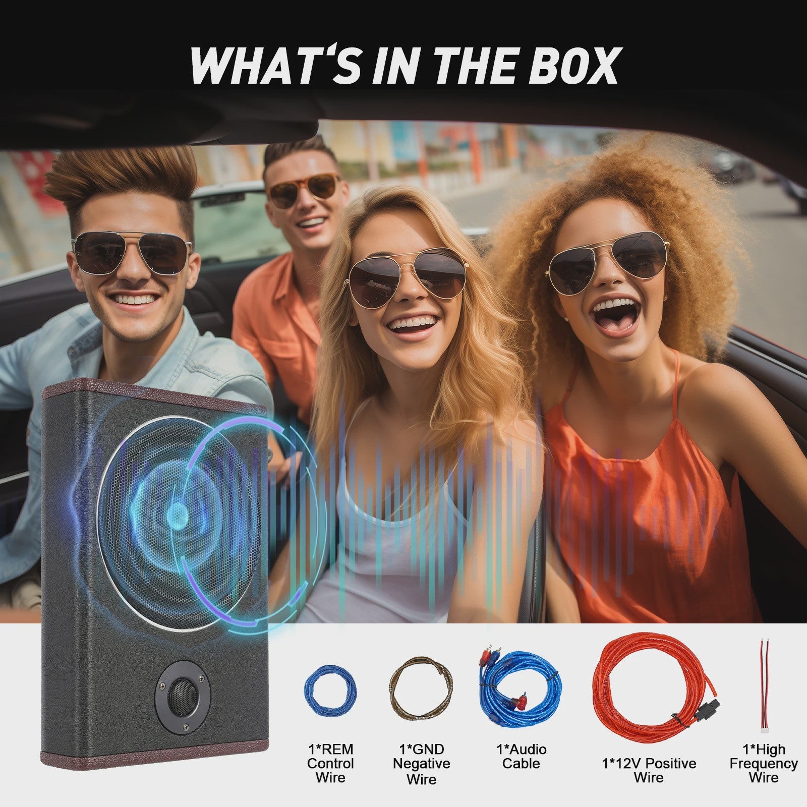 Compacte 8-Inch Auto Subwoofer met Ingebouwde Versterker - Krachtig Geluid Onder de Stoel