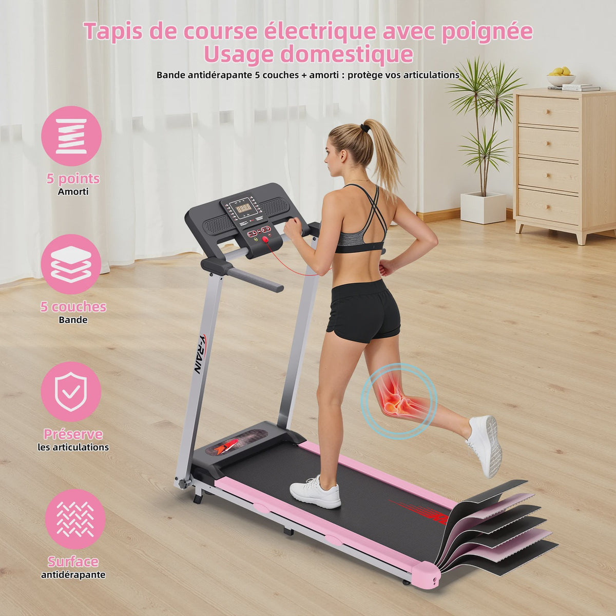 Y-Rain Opvouwbare Loopband met 12% Inclinatie, Bluetooth & App, Hartslagmeter