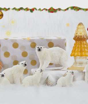 Set van 6 Realistische IJsbeer Miniatuur Figuren - Speelgoed & Taartdecoratie