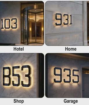 Moderne LED Huisnummer Verlichting op Zonne-energie - Waterdicht & Automatisch