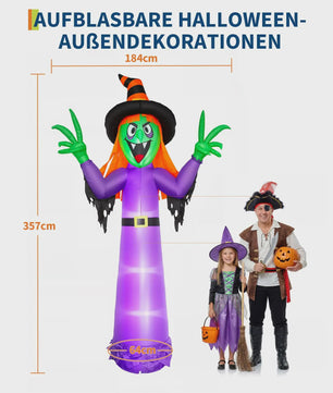 Opblaasbare Halloween Heks 360cm - Grote Tuindecoratie met Verlichting