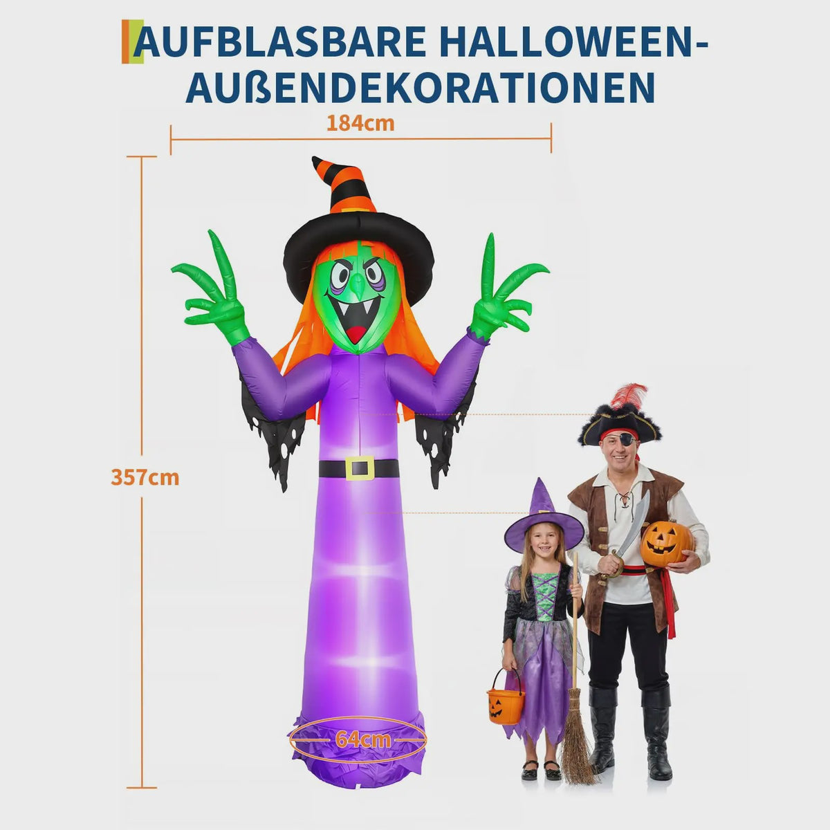 Opblaasbare Halloween Heks 360cm - Grote Tuindecoratie met Verlichting