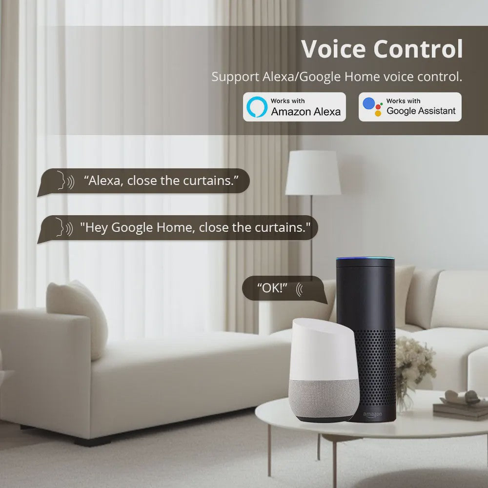 Zemismart Zigbee 3.0 Elektrische Gordijnrail - Slimme Bediening met Tuya Hub, Alexa & Google Home
