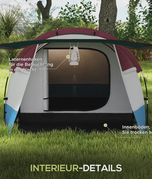 Outsunny Tunnel Tent voor 2 Personen met Luifel - Ideaal voor Camping & Tuin