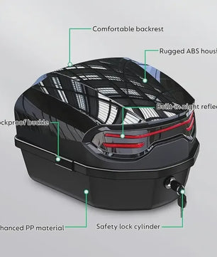 35L Motor Topkoffer - Robuuste ABS Motorbagage met Sluiting & Helmopslag