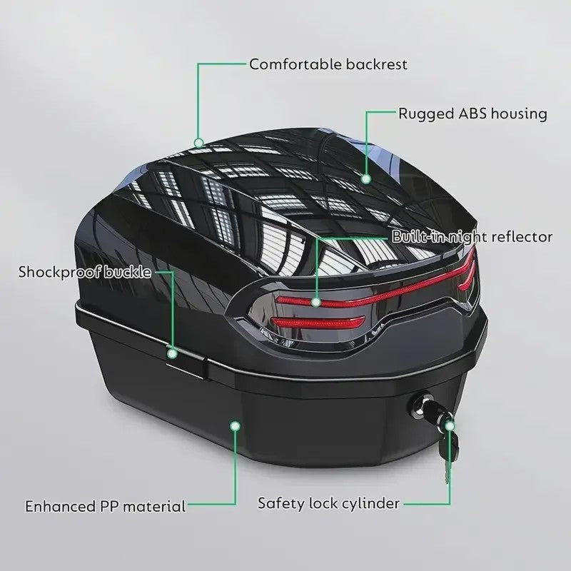 35L Motor Topkoffer - Robuuste ABS Motorbagage met Sluiting & Helmopslag