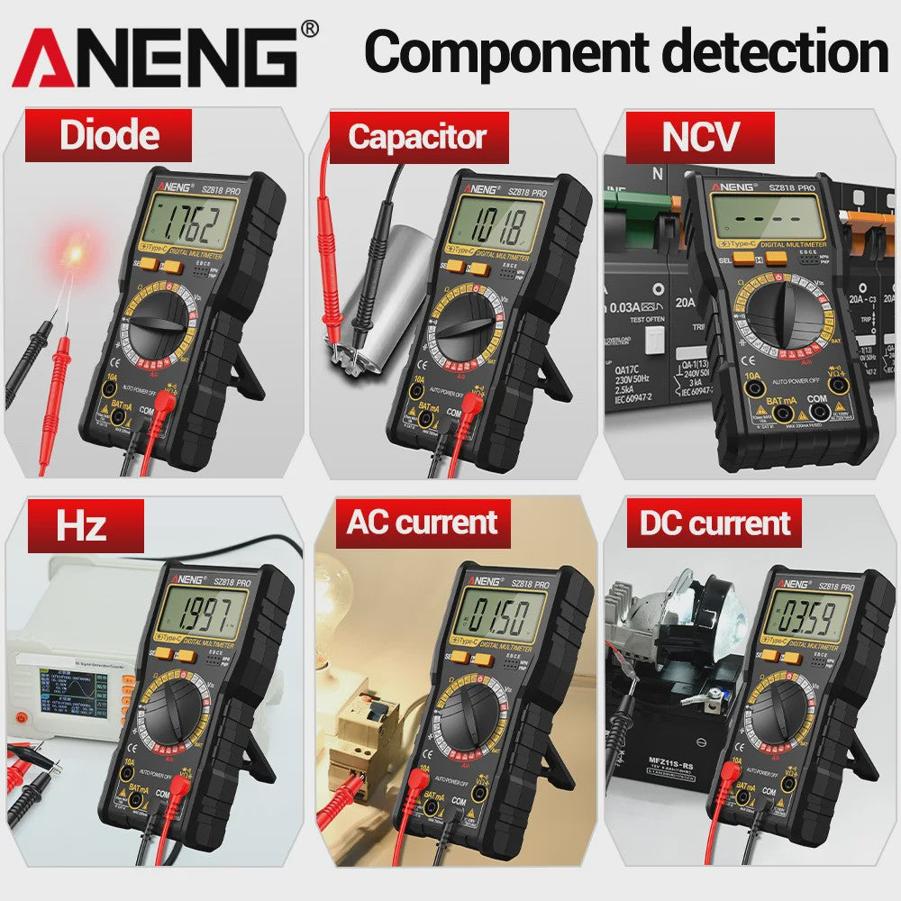 ANENG Digital Multimeters Rechargeable SZ818 Professional AC/DC Voltage NCV Ammeter Voltmeter HFE Triode Capacitor Test Tools