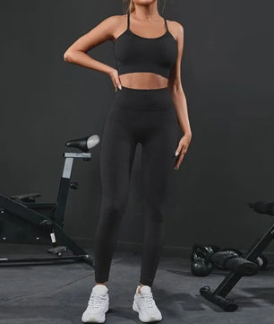 Naadloze Dames Sportset: Yoga Set met Hoge Taille Legging & Sport Top voor Fitness en Gym