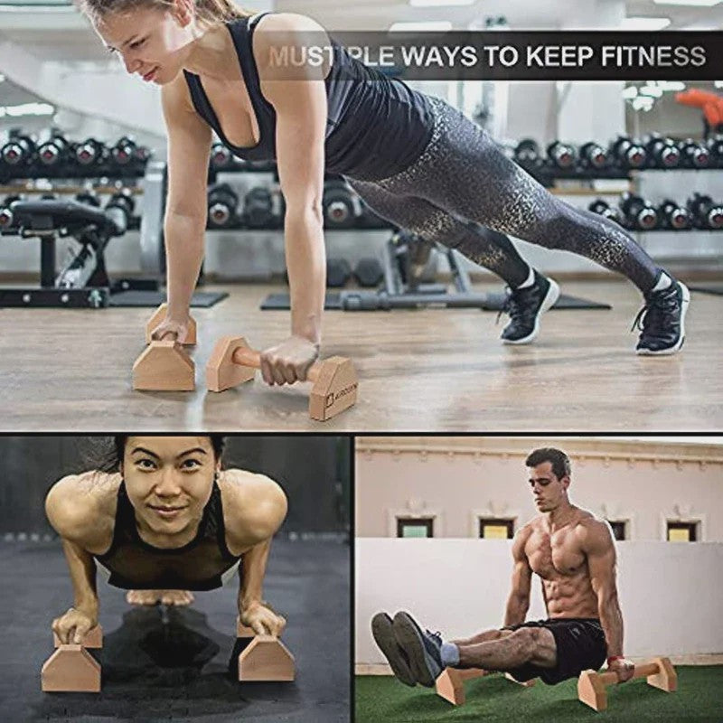 Houten Push-up Stands & Parallettes - Stabiele Grepen voor Thuis Fitness en Krachttraining