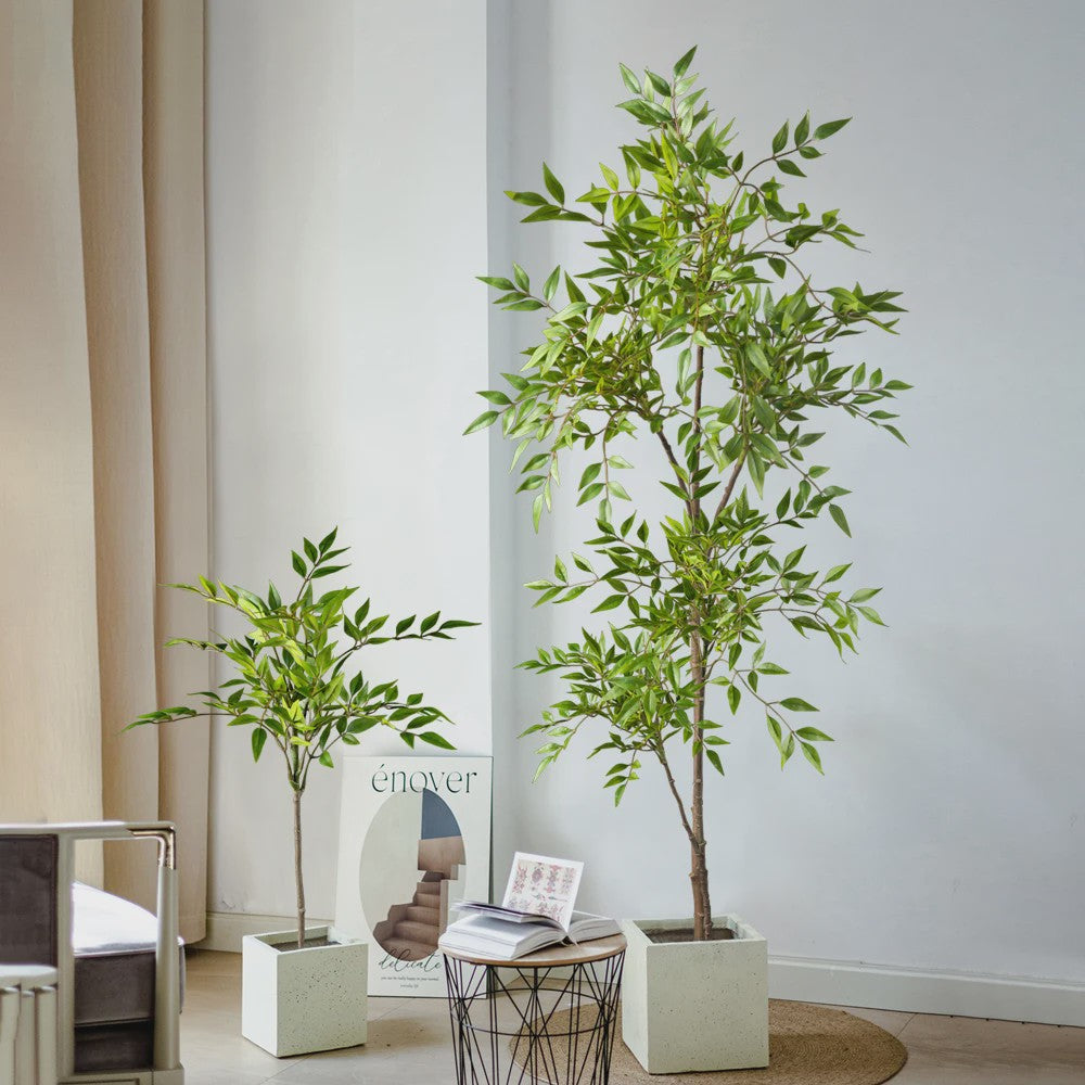 Kunstplant Nandina met Bamboe Bladeren - 75-140cm Hoog