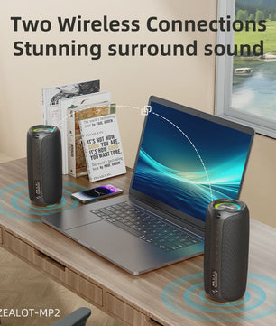 Zealot MP2 Draagbare Karaoke Bluetooth Speaker met 2 Draadloze Microfoons - 10u Speeltijd, IPX5 Waterdicht