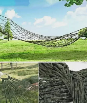 Draagbare Nylon Touw Hangmat - Ademende Mesh Schommelstoel voor Buiten & Binnen