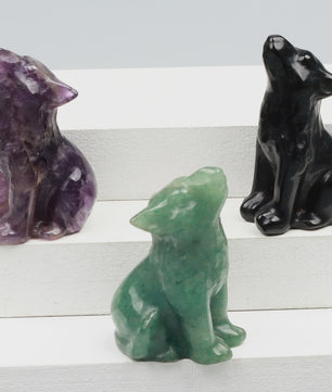 Kristallen Wolf Beeldje - Natuursteen Energie Steen Decoratie