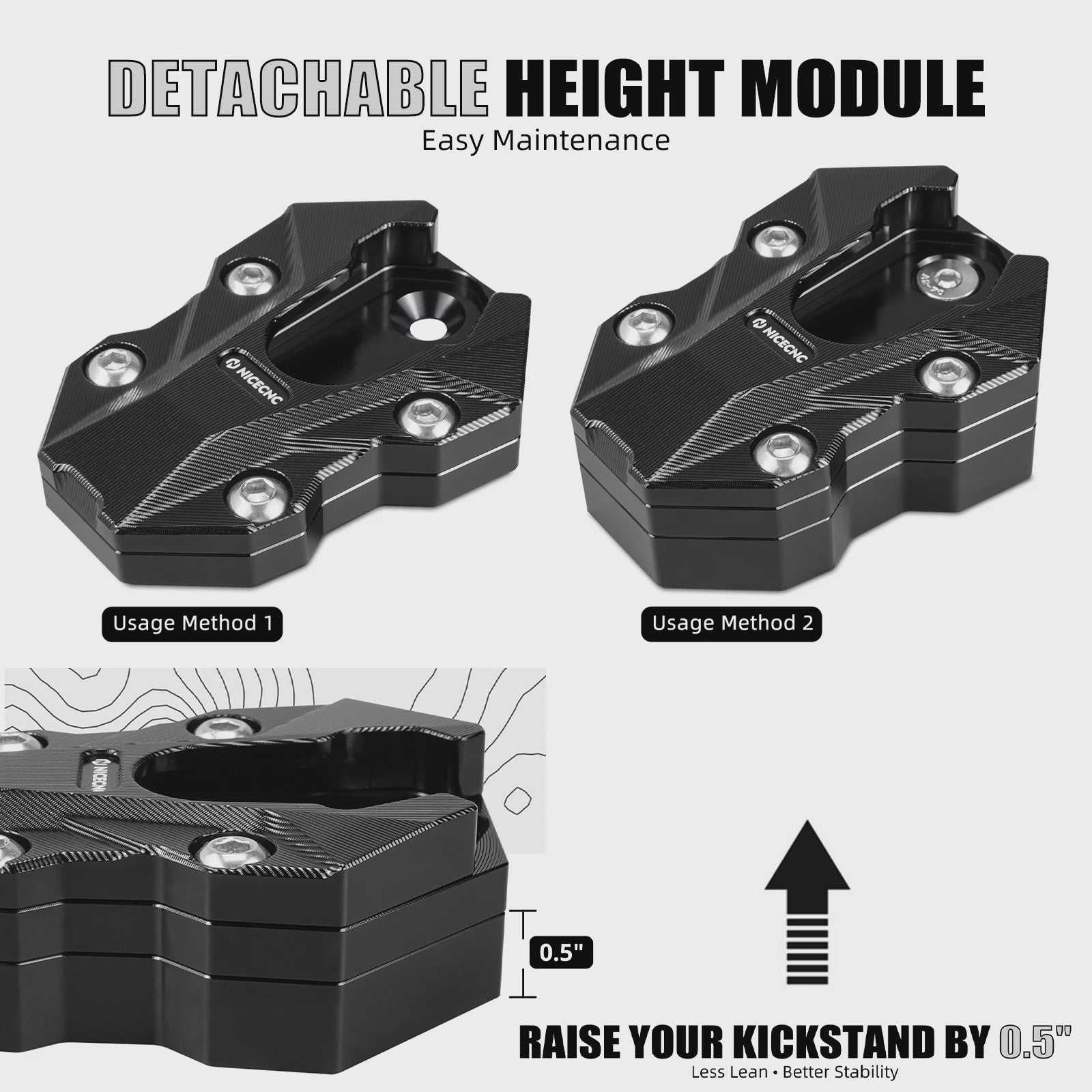 Kickstand Verbreding voor BMW R1300GS/GSA (2024-2025) - Verhoogt Stabiliteit