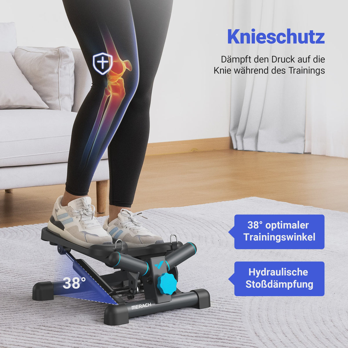 MERACH Mini Stepper met Weerstandsbanden - Twist Stair Climber voor Full Body Workout Thuis (max 150kg)