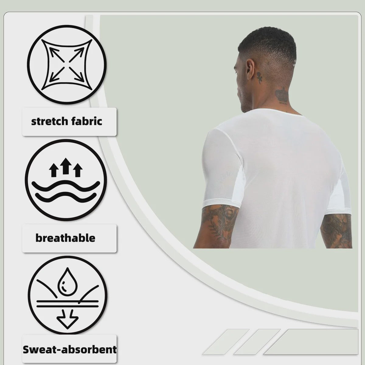 S–XL Heren T-shirt met Zweetabsorberende Onderarmpads - Ademend & Sneldrogend