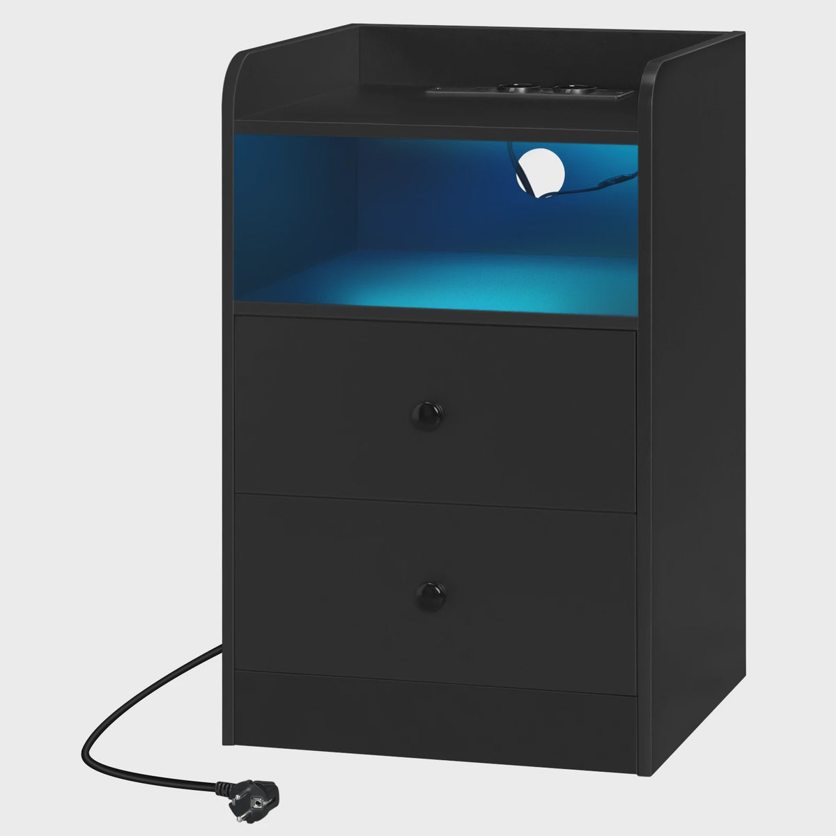 Nachtkastje met Laadstation, USB Poorten en LED Verlichting - Modern Slaapkamer Meubel