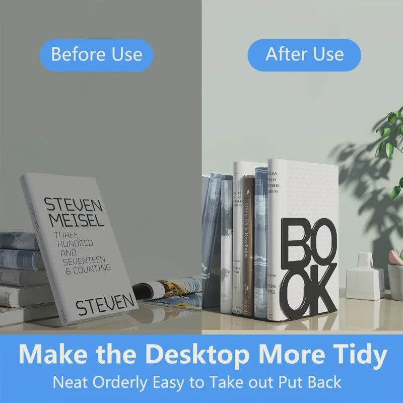 Set van 2 Stijlvolle IJzeren Boekensteunen - Anti-slip - Ideaal voor Thuis, Kantoor en Bibliotheek