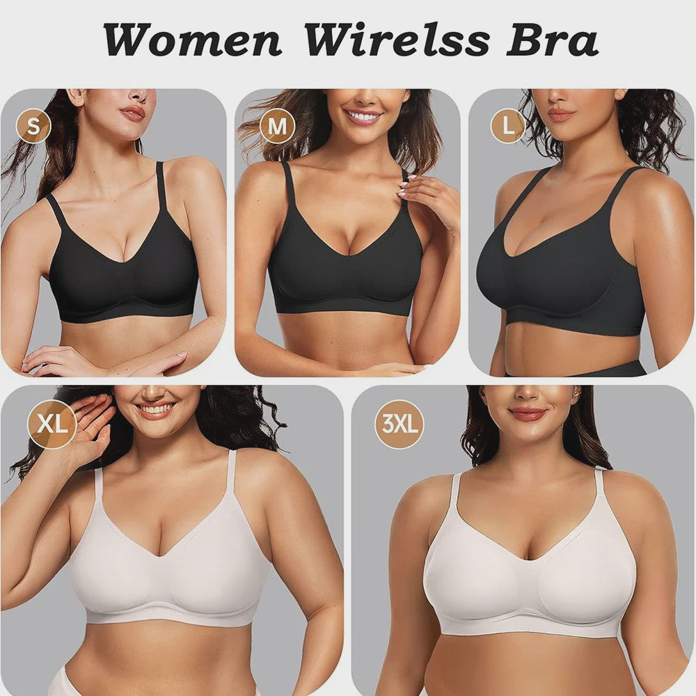 Comfortabele Draadloze BH met Diepe V-hals - Naadloze Push-Up voor Dagelijks Gebruik