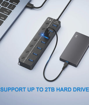 USB 3.0 Hub met 7 Poorten en 100cm Kabel - Breid uw Connectiviteit Uit