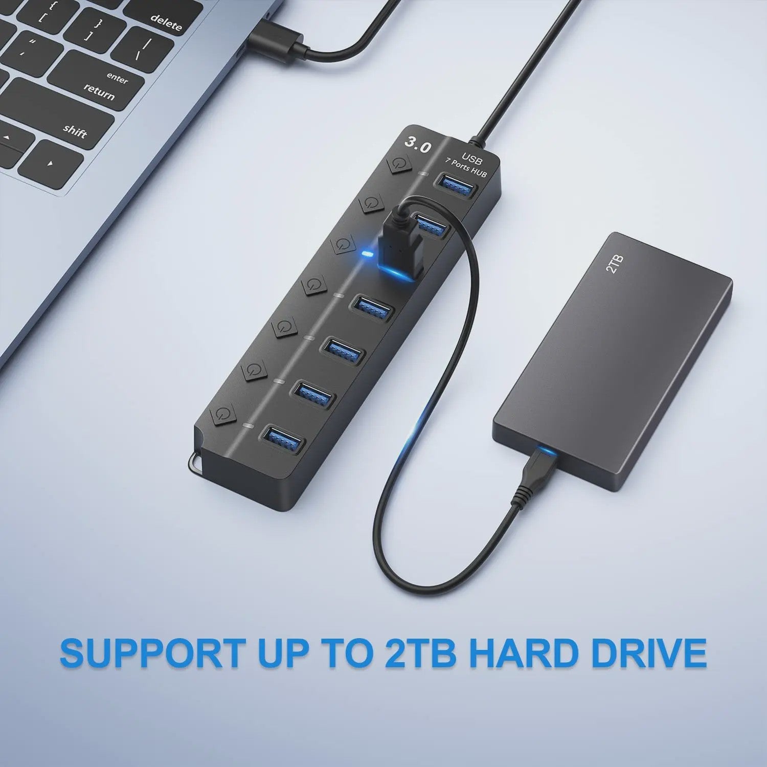 USB 3.0 Hub met 7 Poorten en 100cm Kabel - Breid uw Connectiviteit Uit