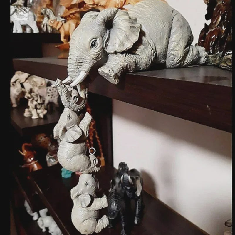 Schattige Olifanten Familie Figuur - 3-delige Resin Decoratie voor Aan de Rand