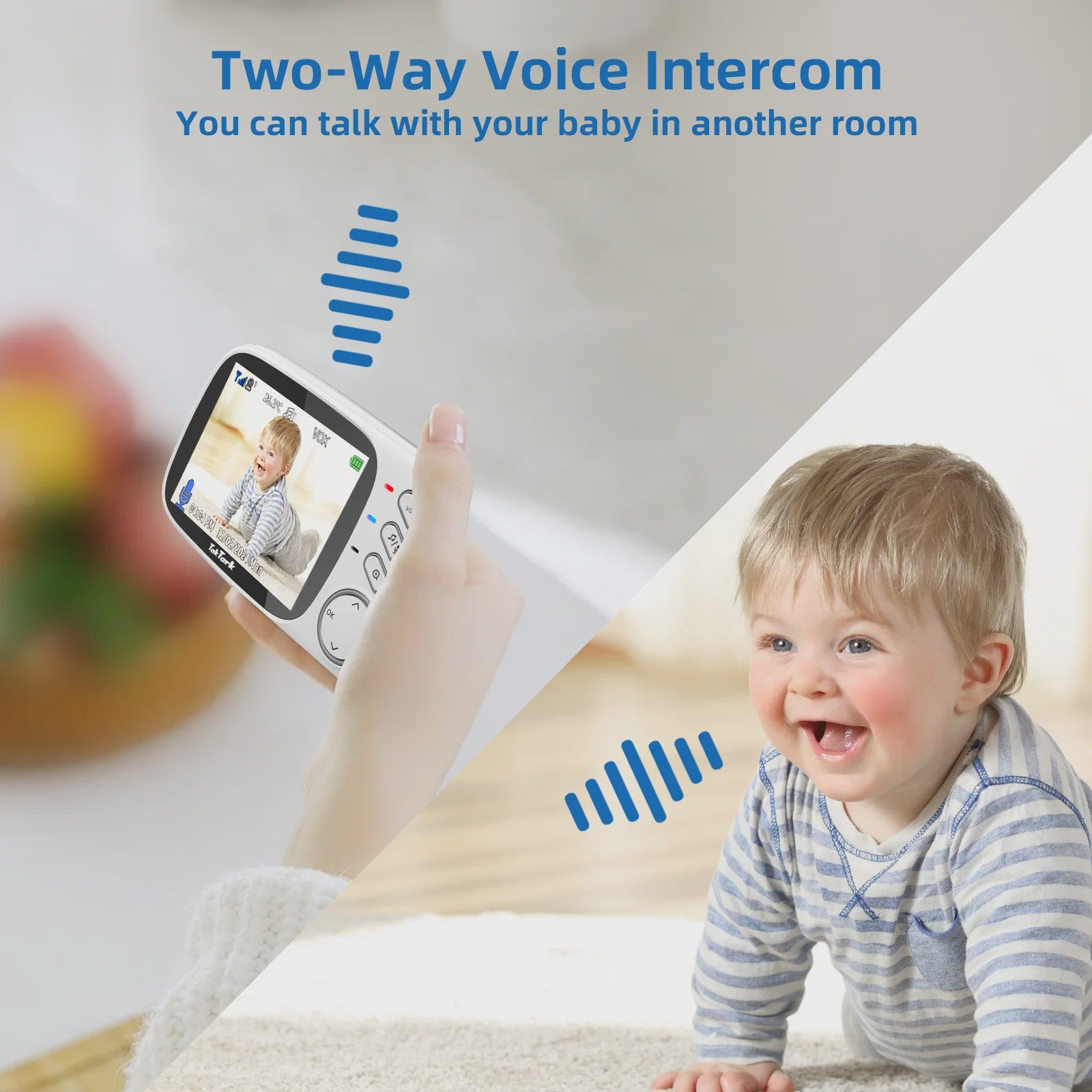 Draadloze Babyfoon met 3.2" Scherm, Nachtzicht, Temperatuur & Melodieën